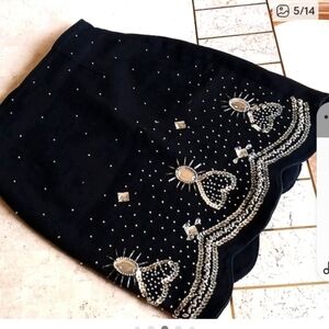 Vintage Womens skirt size 5..brand- Contempo casuals/black/ crystals,Sequins
